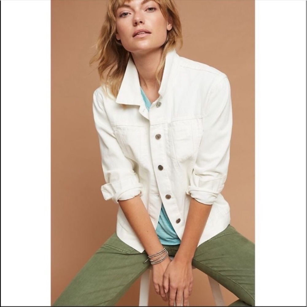 Med Anthropologie Pilcro Boyfriend white jacket